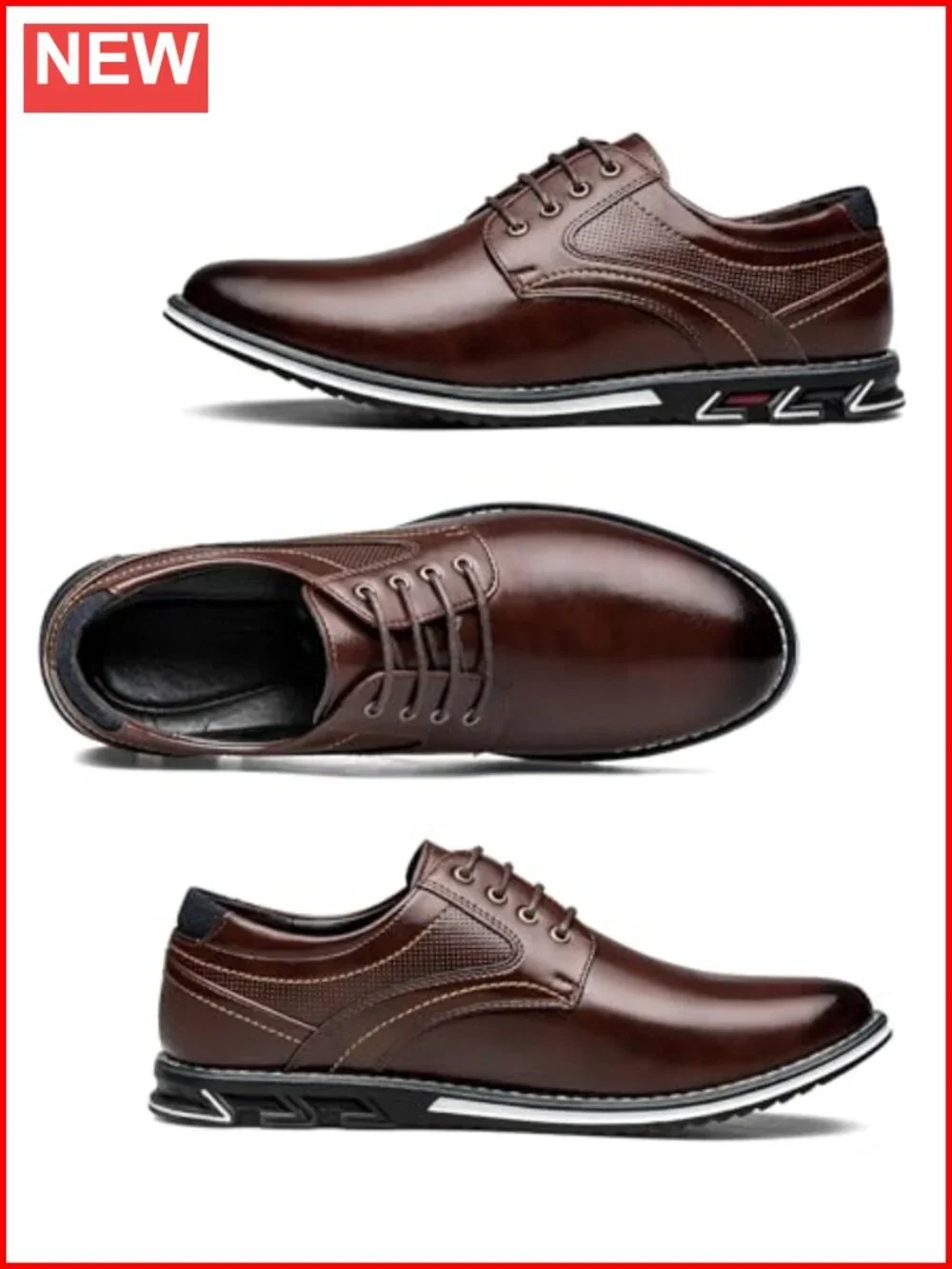 Men's Casual Oxford Dress Shoes PU Leather Lace-Up Business Formal Sneakers